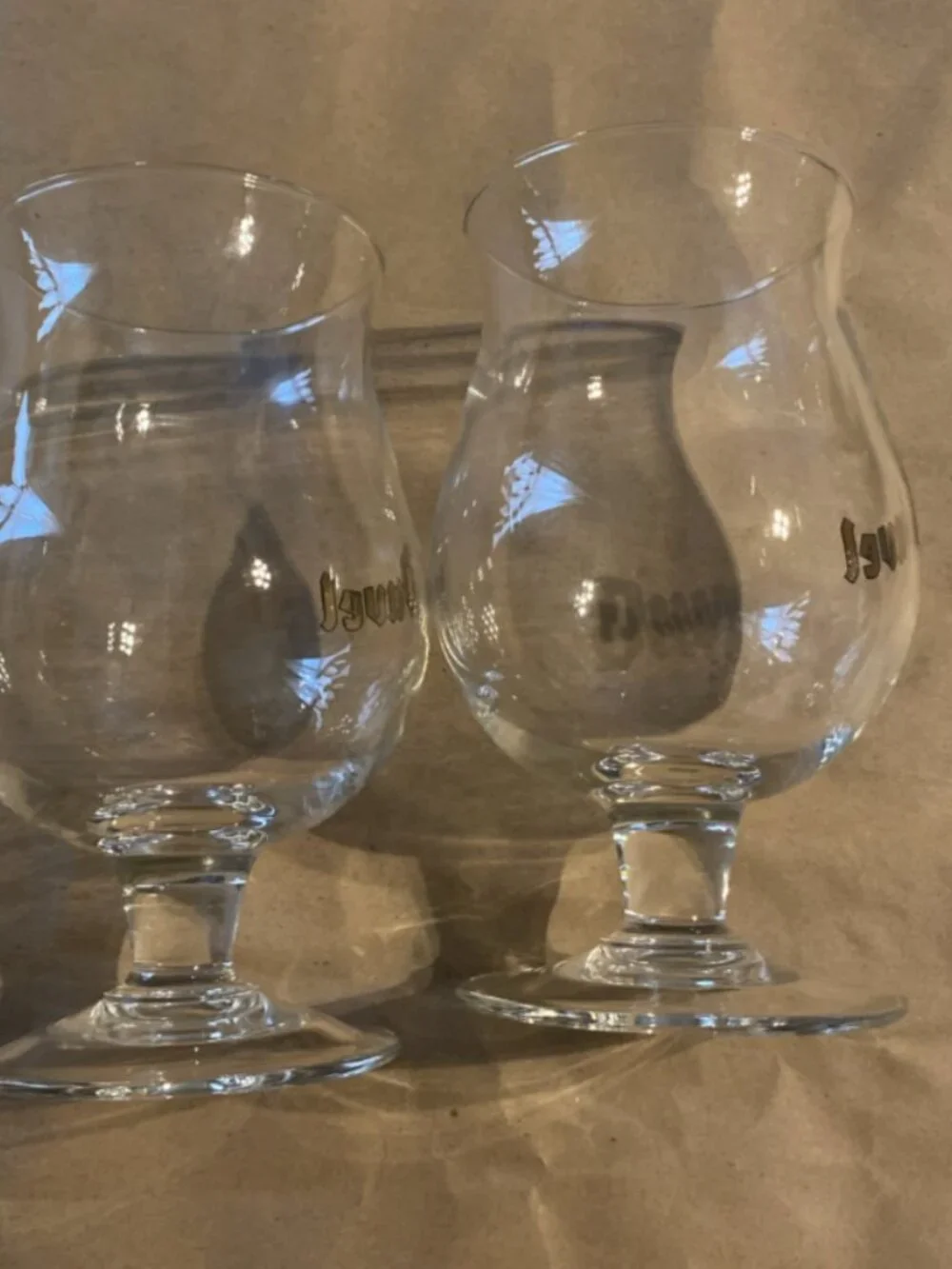2-Pair Of DUVEL Tulip Belgian Beer Glasses Gold Logo